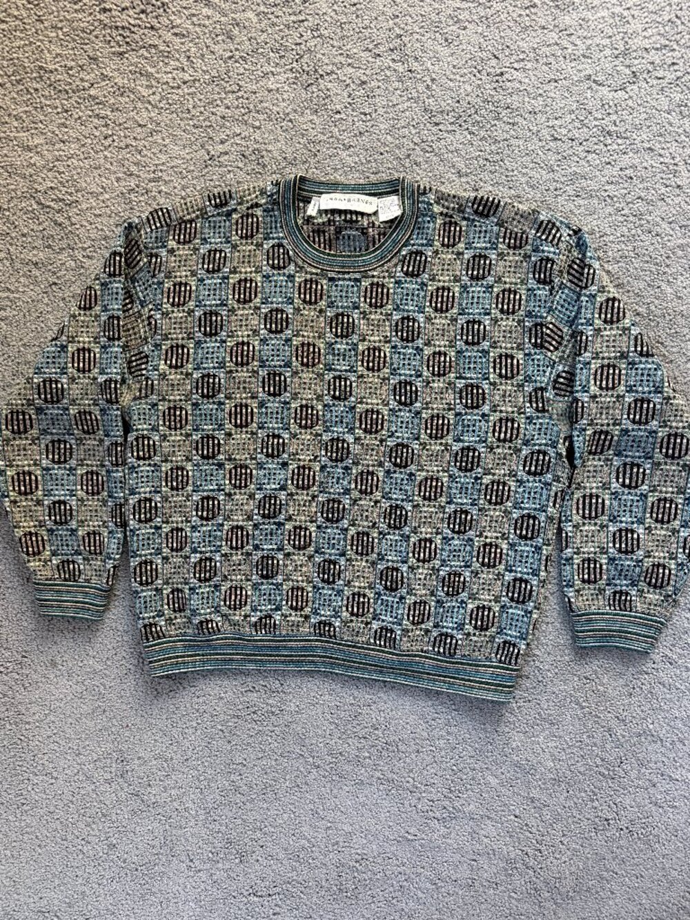 Vintage Jhane Barnes 3D Knit Sweater Men's XL Wool Woven in Japan Coogi Style
